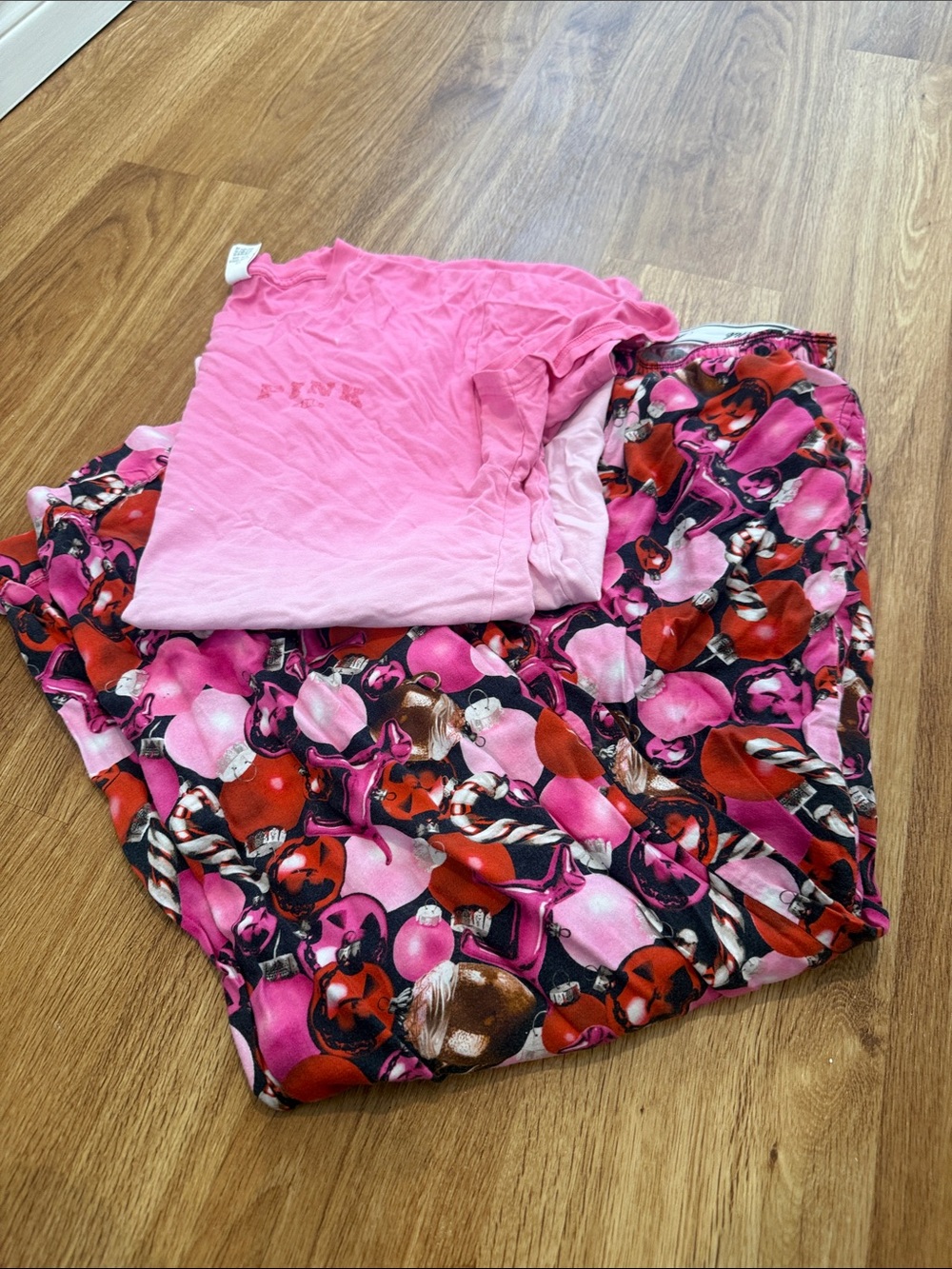 Pink Ombre Short Sleeve Top and Pink Patterned Lounge Pants Set pajamas set